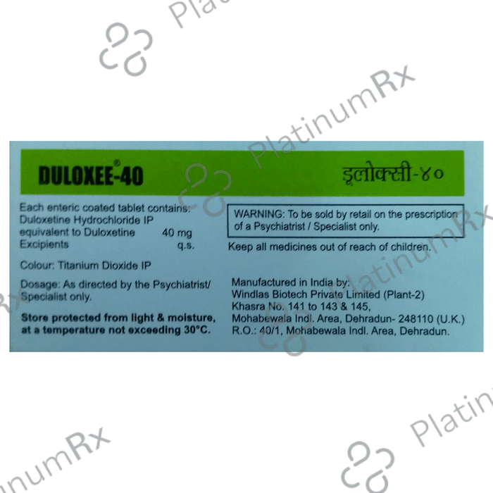 Duloxee 40 Tablet