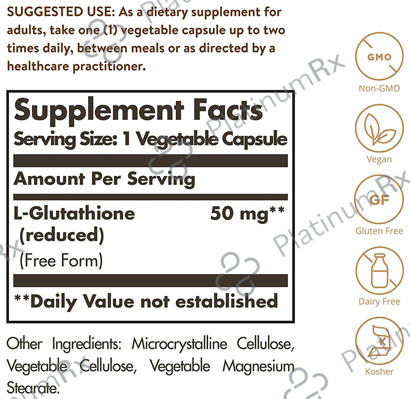 Solgar Reduced L-Glutathione 50mg Vegetable Capsule