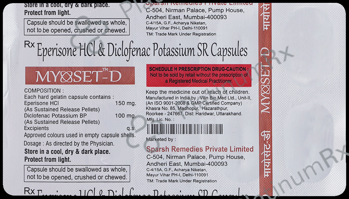 Myoset-D 150mg/100mg Capsule SR