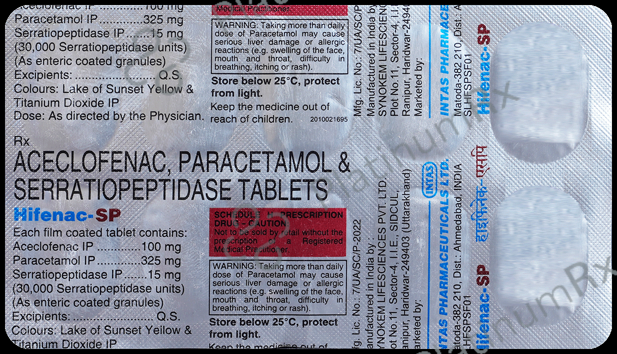 Hifenac SP 100/325/15mg Tablet 10s