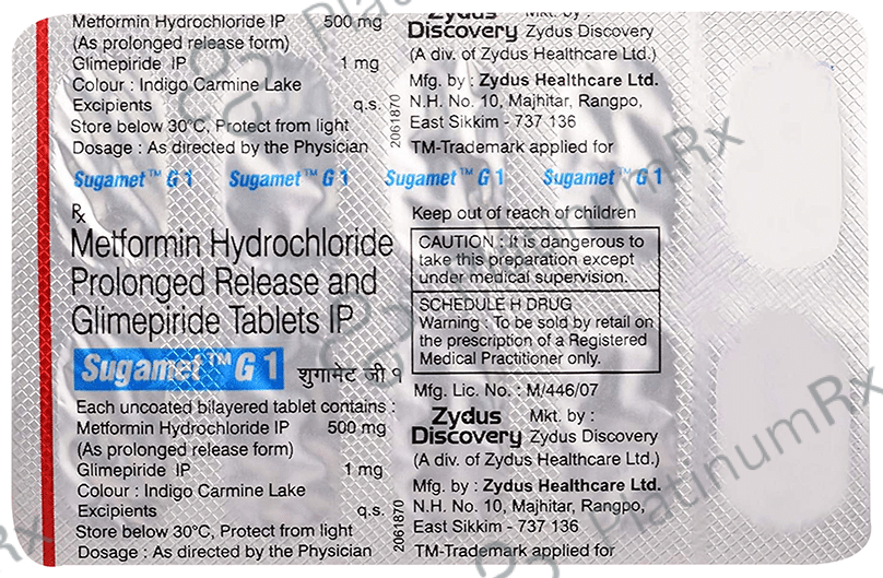 Sugamet G 1/500mg Tablet PR 10s