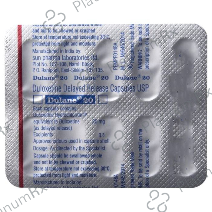 Dulane 20mg Capsule DR 10s