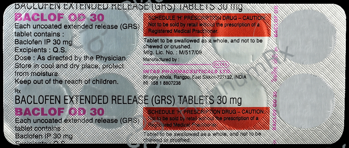 Baclof OD ER 30mg Tablet 10s
