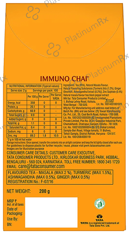 Tetley Immuno Chai, Flavoured Black Tea With Zinc, Haldi, Ashwagandha & Black Pepper Haldi and Ginger