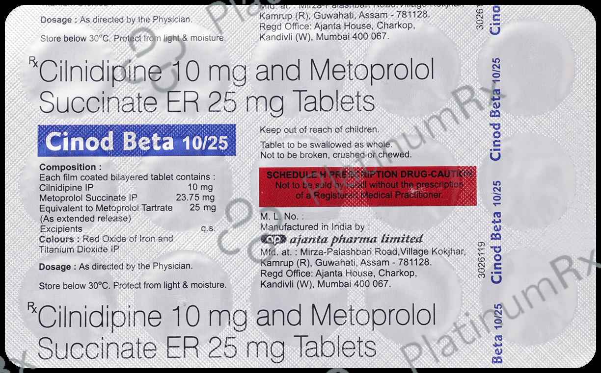 Cinod Beta 10/25mg Tablet ER 15s
