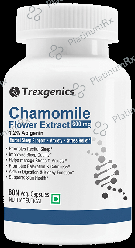 Trexgenics Chamomile Flower Extract 1.2% Apigenin 600mg Veg Capsule