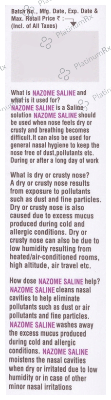 Nazome Saline Nasal Spray/Drop 20 Nasal Solution