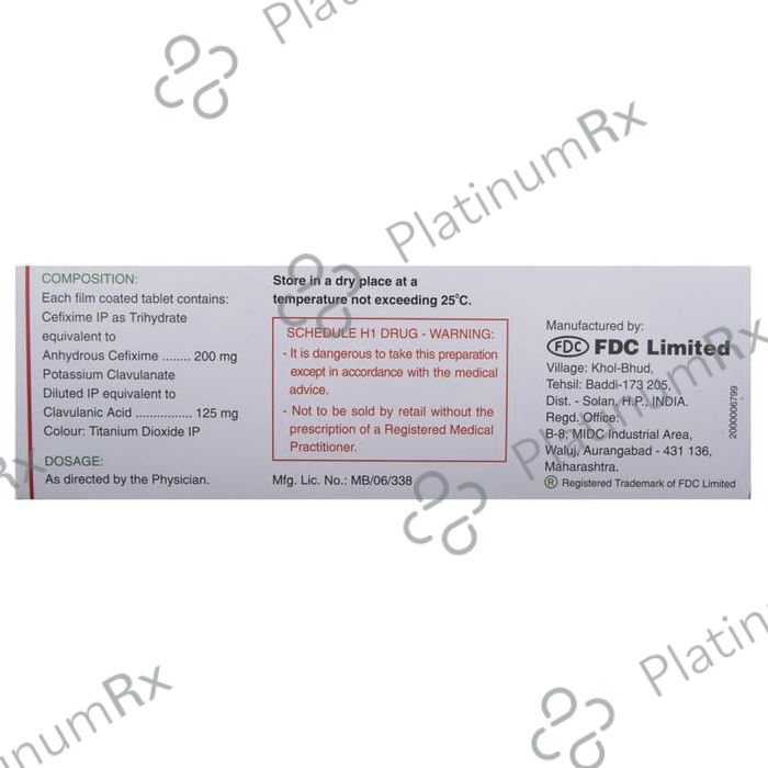 Zifi CV 200 200/125mg Tablet 10s