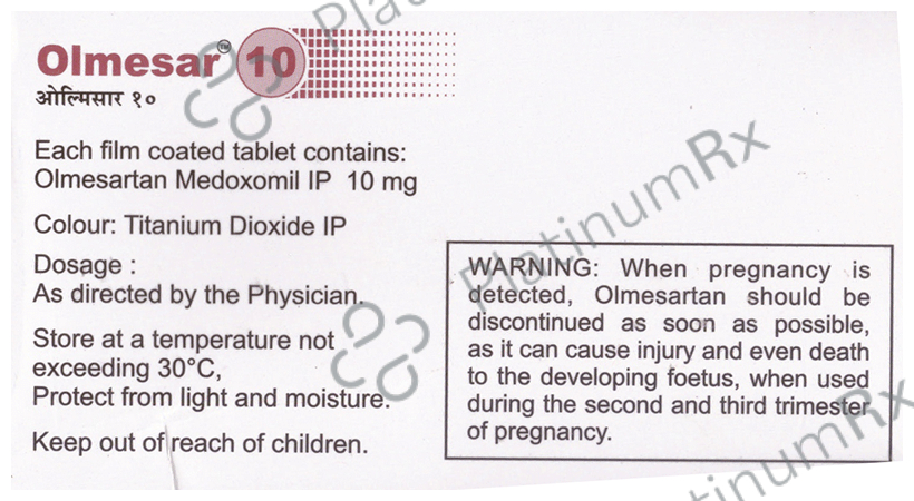 Olmesar 10mg Tablet 15s
