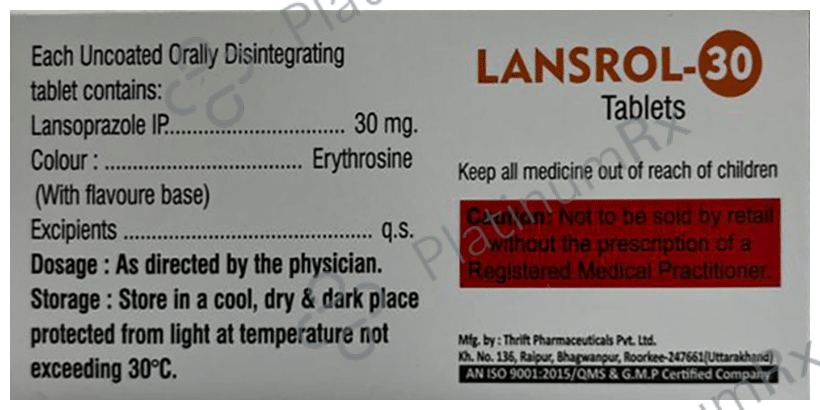 Lansrol 30 Orally Disintegrating Tablet Pineapple