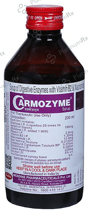 Carmozyme Liquid with Digestive Enzymes, Vitamin B2 & Niacinamide 200 ml