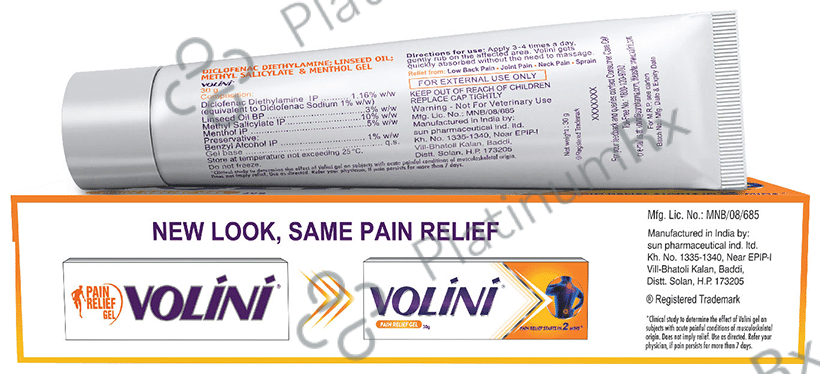Volini Pain Relief Gel for Sprain, Muscle, Joint, Neck & Low Back Pain 30 gm