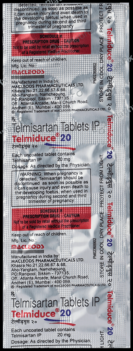 Telmiduce 20mg Tablet 10s