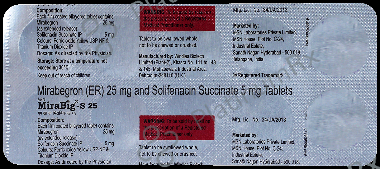 Mirabig S 25 Tablet ER 25/5mg 10s