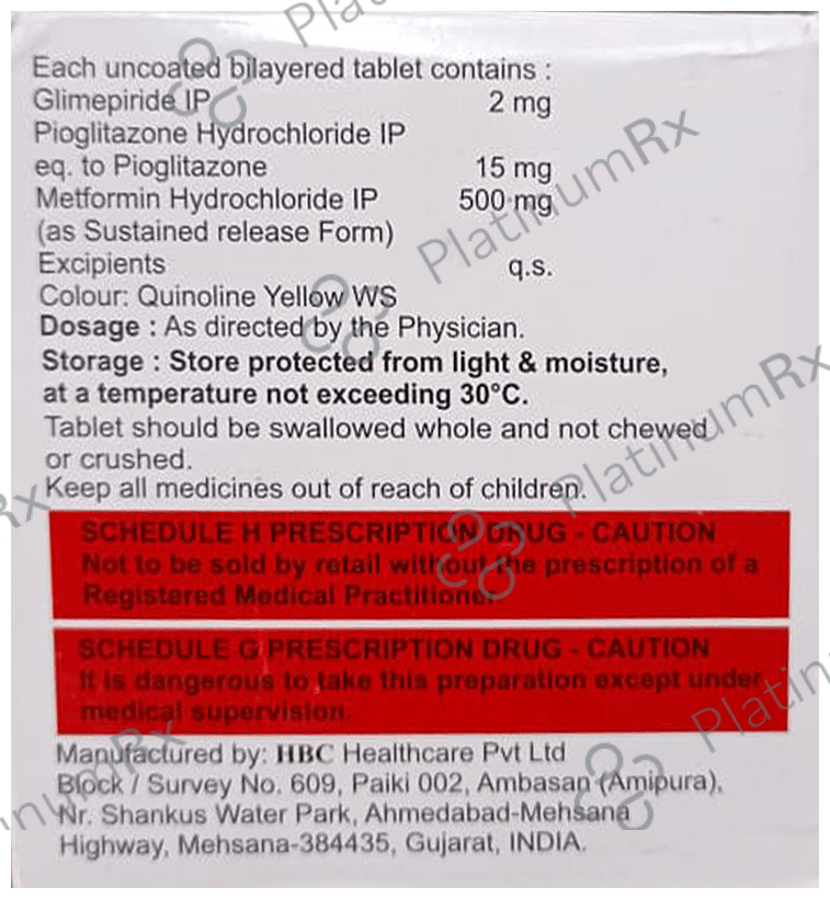Triglimicure 2 2/500/15mg Tablet SR 15s