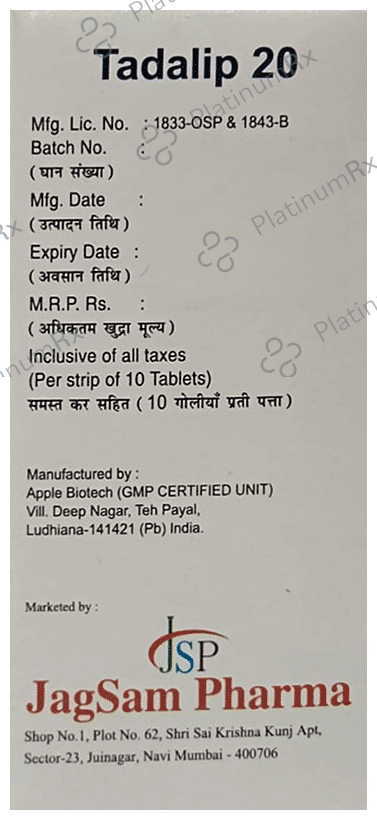 Tadalip 20mg Tablet