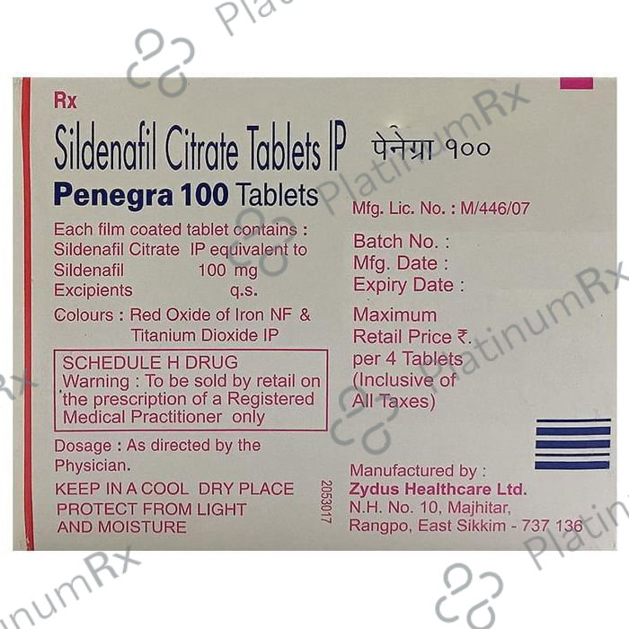 Penegra 100mg Tablet 4s