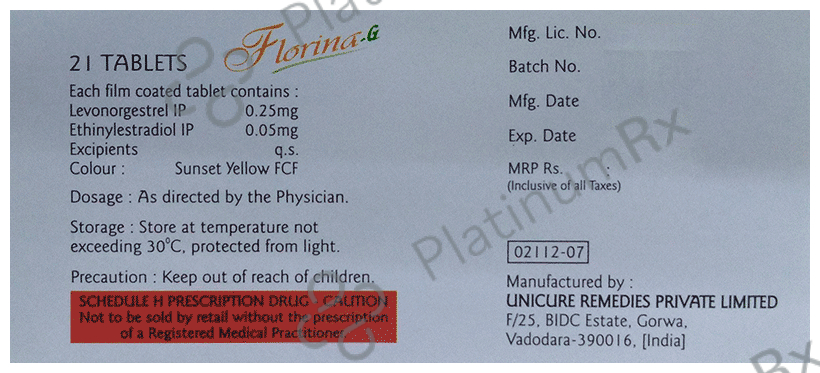 Florina G 0.05mg/0.25mg Tablet