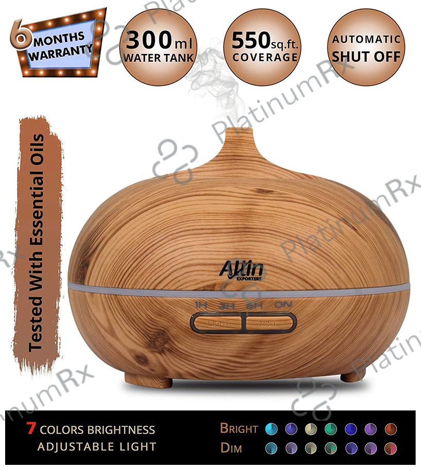 Allin Exporters Ultrasonic Aroma Diffuser & Humidifier (300ml Tank) with LED Light