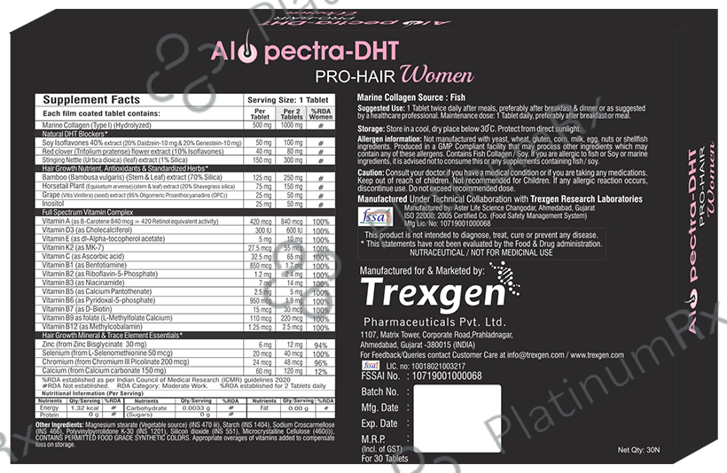 Trexgen Alopectra-DHT Pro Hair Women Alopecia Care Tablet