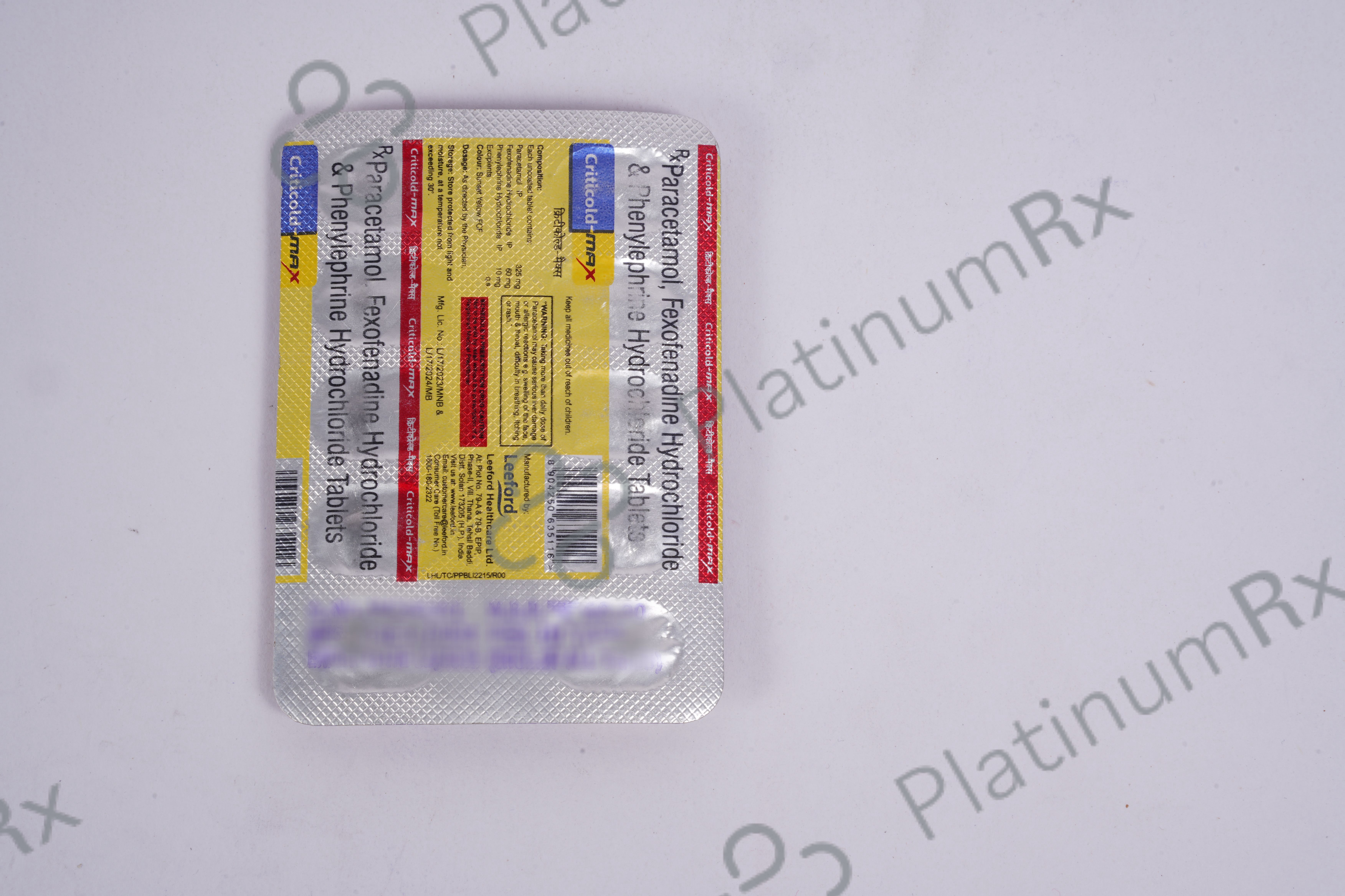 Criticold Max 60/10/325mg Tablet 10s