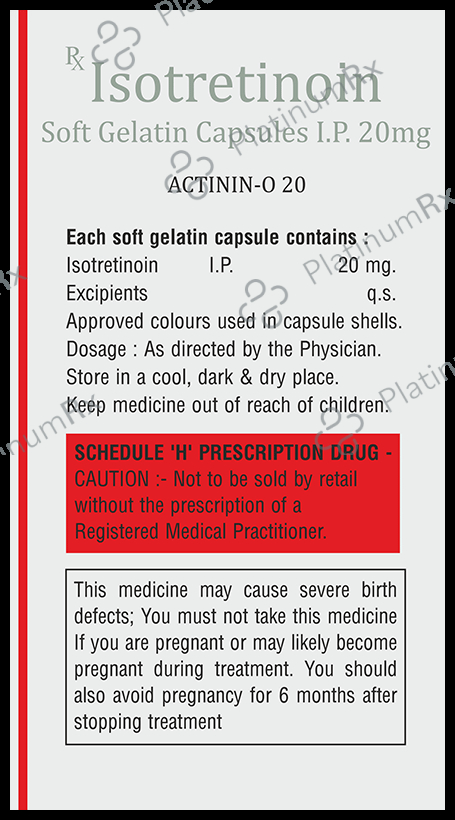 Actinin O 20mg Soft Gelatin Capsule