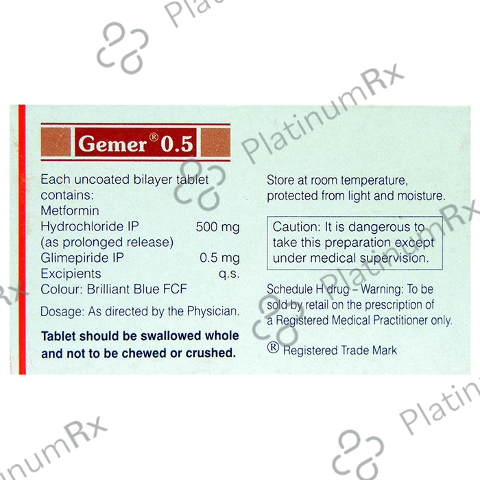 Gemer 0.5/500mg Tablet PR 10s
