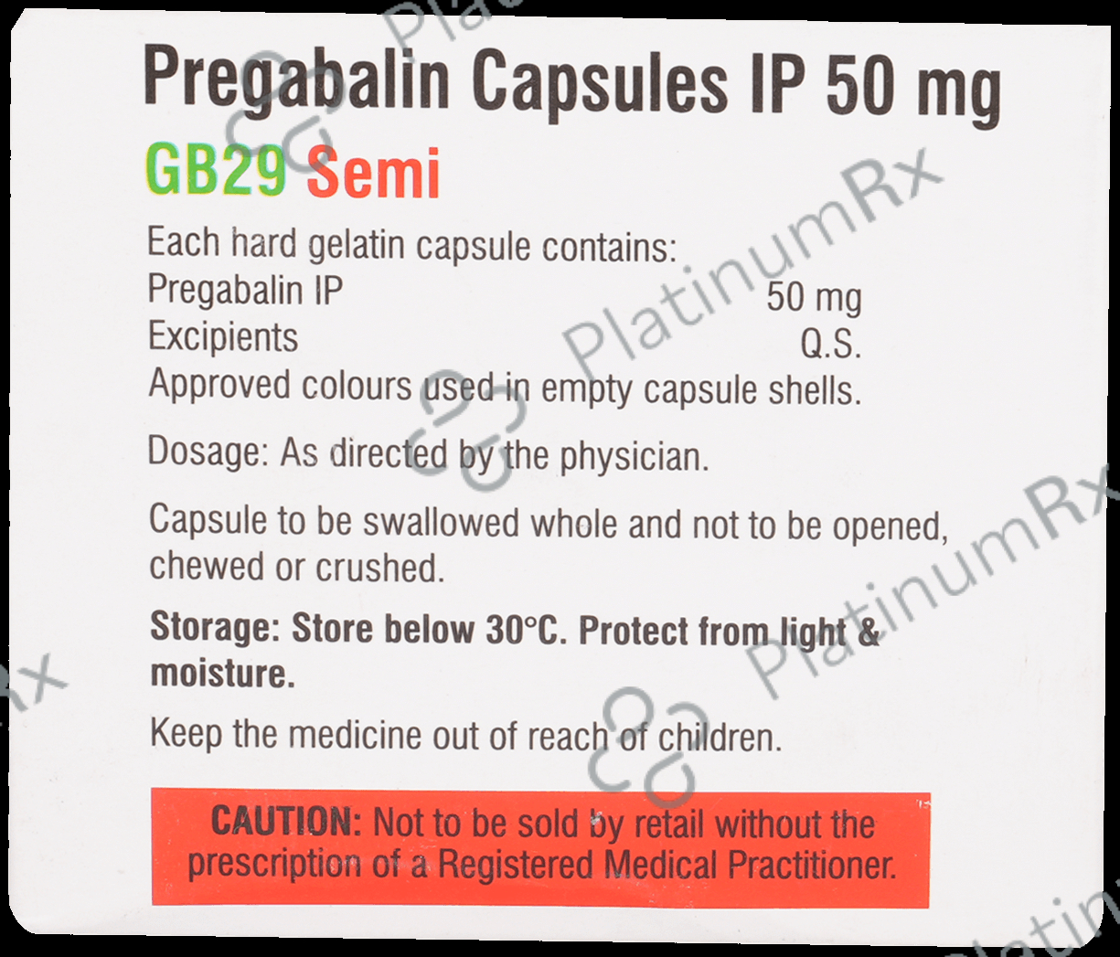GB 29 Semi 50mg Capsule