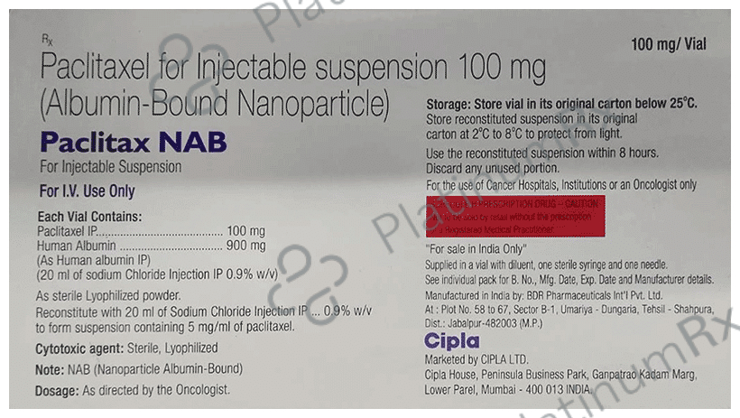 Paclitax Nab 100mg Injection 1 Injection