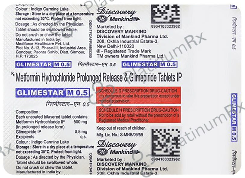 Glimestar M 0.5/500mg Tablet 10s