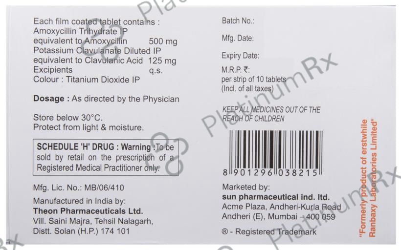 Mox CV 625 500/125mg Tablet 10s