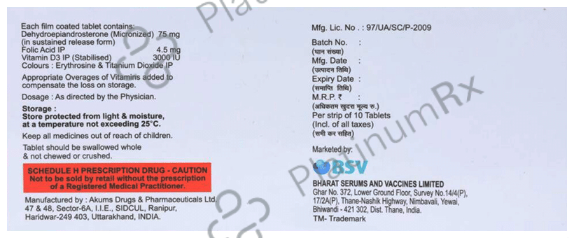 Evaserve 75/4500mcg/3000IU Tablet 10s