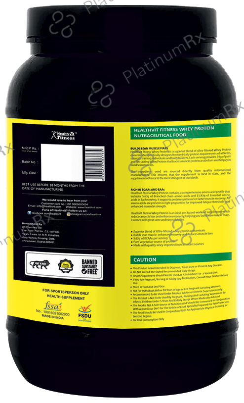 HealthVit 100% Ultra Premium Whey Protein Powder Chocolate 2 lb