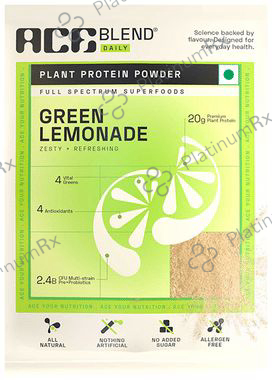 Ace Blend Daily 20g Vegan Plant Protein Powder & Superfoods Green Lemonade 30 Sachet