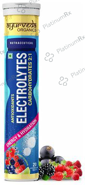 Ayurveda Organics Antioxidants Electrolytes Carbohydrates 2:1 Effervescent Tablet Berry