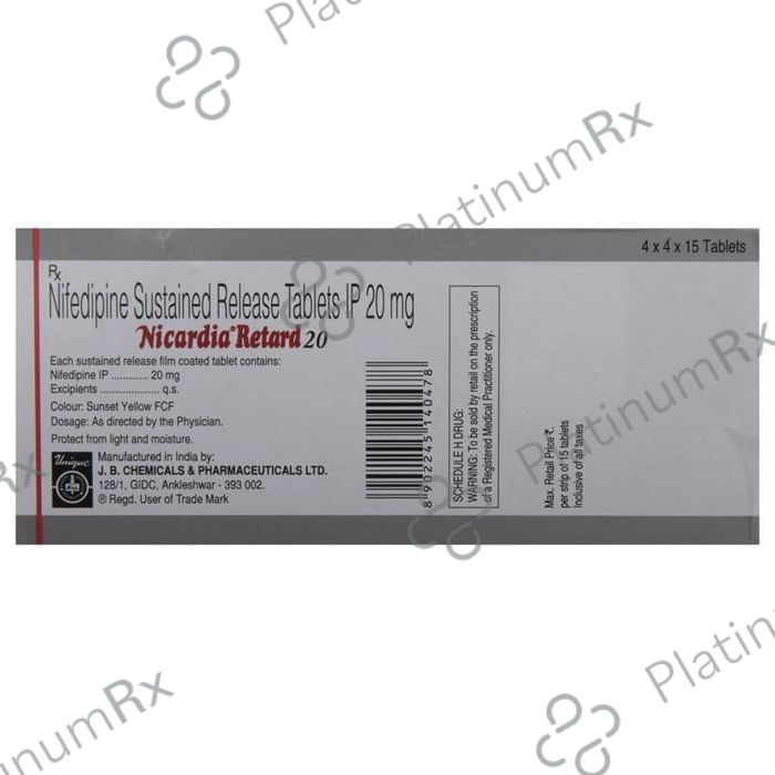 Nicardia Retard 20mg Tablet SR 15s
