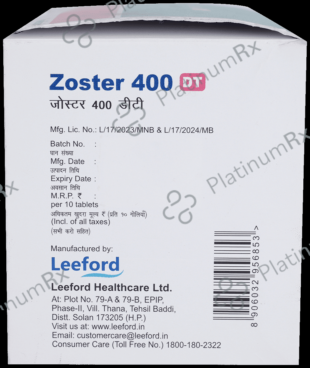 Zoster 400mg Tablet DT 10s