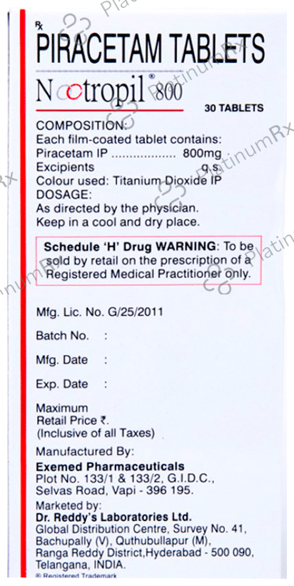 Nootropil 800mg Tablet 30s