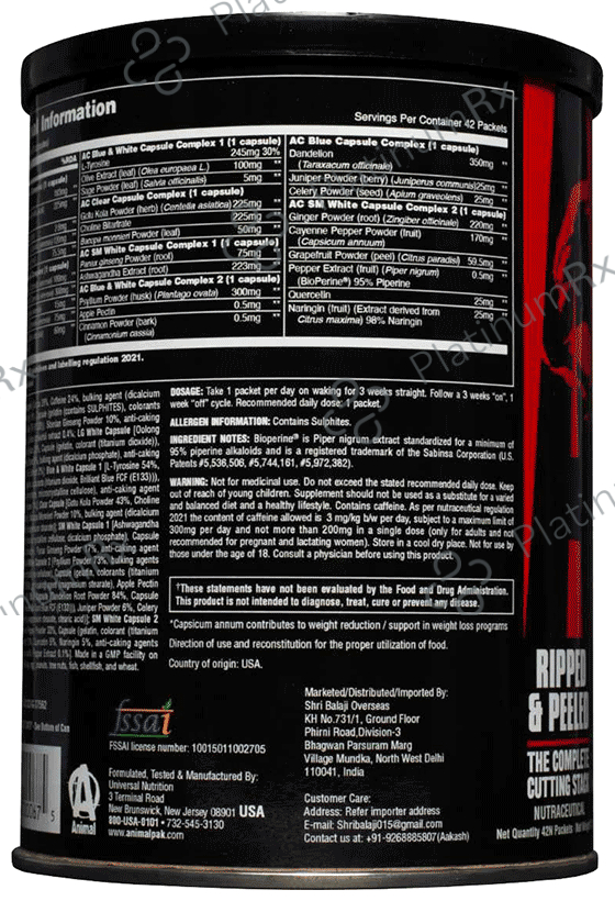 Universal Nutrition Animal Cuts with Fat Burning Formula - Capsule
