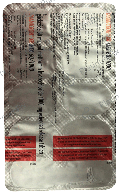 Diamicron XR Mex 60/1000mg Tablet ER 10s