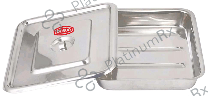 DESCO Instrument Tray With Cover Stainless Steel 202 Grade 18x12x2 inch