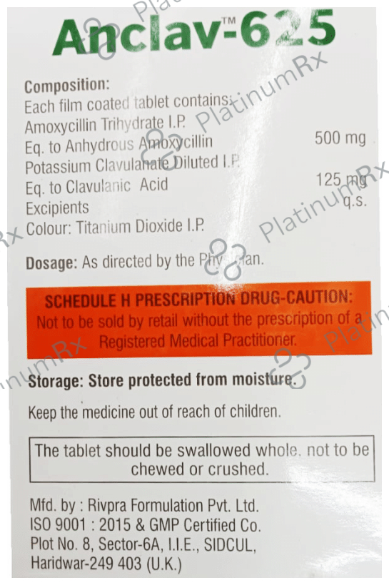 Anclav 625 Tablet 10 Tablet Sudha Lifesciences Pvt