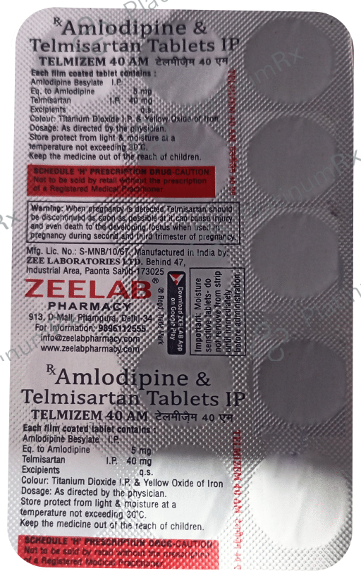 Telmizem 40 AM Tablet 15 Tablet