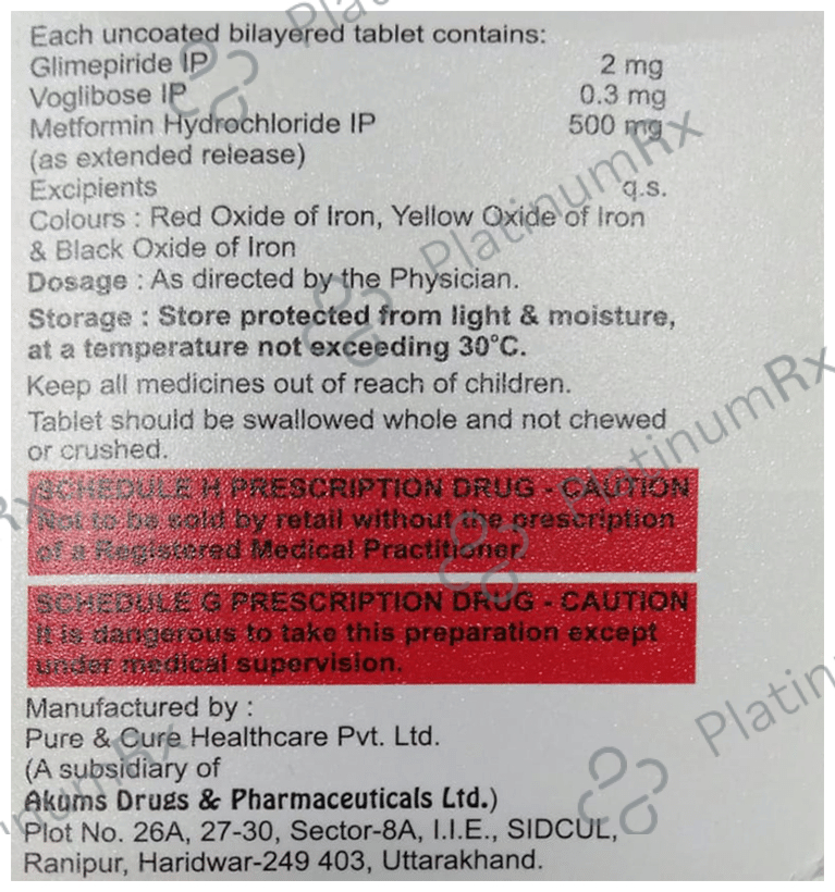 Glimzab MV 2mg/500mg/0.3mg Tablet ER