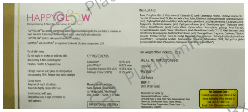 Happyglow Skin Cream 20gm