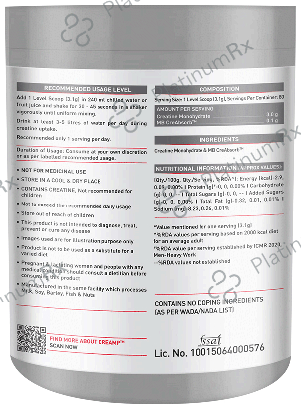 MuscleBlaze MB Creatine Monohydrate - For Muscle Strength, Lean Body Mass & Energy 250 gm