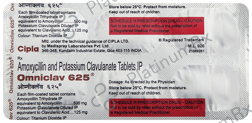 Omniclav 625mg Tablet 6s