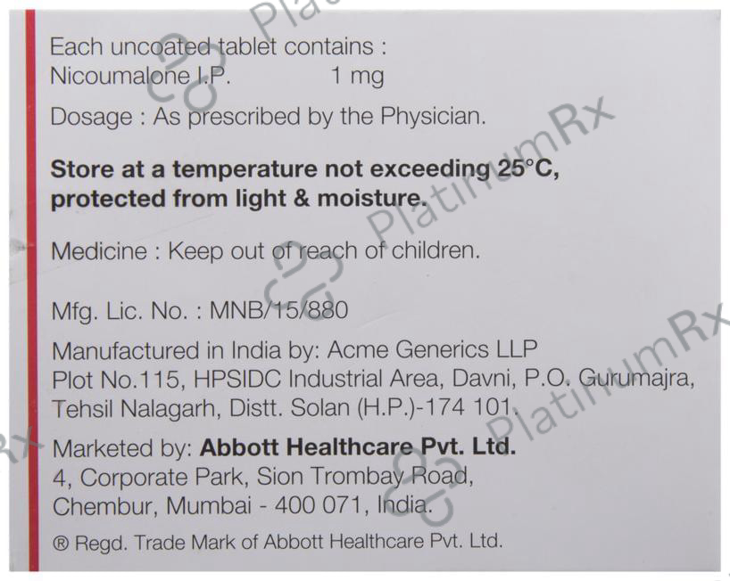 Acitrom 1mg Tablet 30s