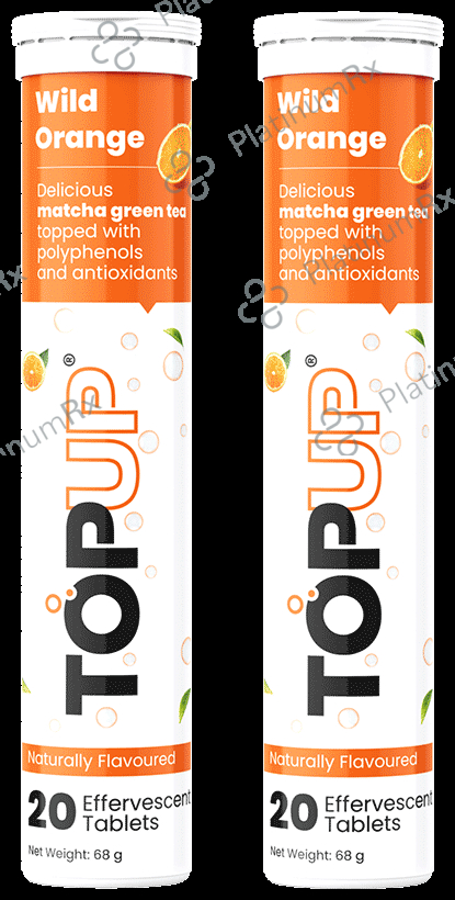 TopUp Delicious Matcha Green Tea Effervescent Tablet (20 Each) Wild Orange 2 bottles