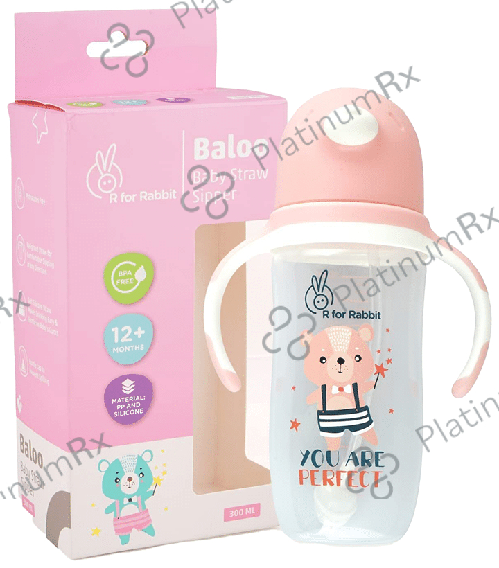 R for Rabbit Baloo Baby Straw Sipper Pink